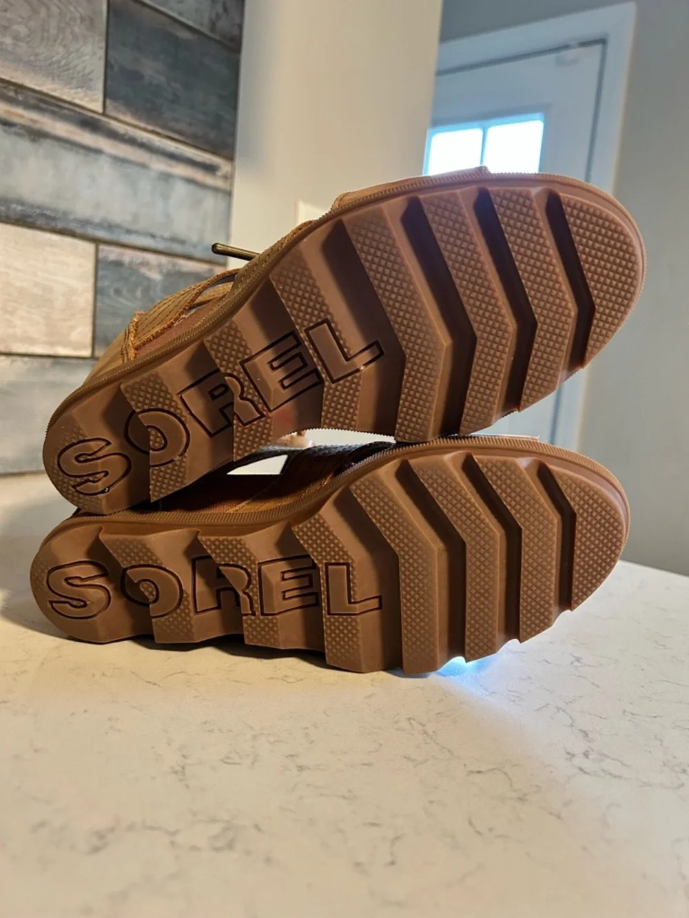 Sorel Joanie II Lace Up Wedge Sandals Tan Brown Waterproof Leather - Picture 16 of 16
